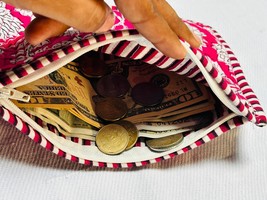 Cotton Cute Zipper Pouch, Floral Small Cotton Coin Purse Unique Handmade... - $11.41 CAD