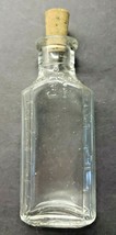 Vintage Empty Pharmacy Cork Top Clear Medicine Bottle Embossed Pour Here 3i V9 - £7.81 GBP