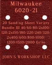 Milwaukee 6020-21 - 17 Different Grits - 20 Sheet Variety Bundle III - £15.98 GBP