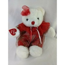 White Bear Plush Red Roses Sheer Outfit 13 Inch Mty International Stuffed Animal - £10.05 GBP