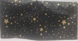 Peva Vinyl Tablecloth,52&quot;x90&quot;Oblong,HALLOWEEN,GOLD Stars On Black,Graduation,P&amp;T - £12.65 GBP