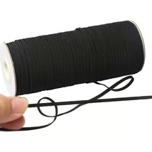 Flat Braided Elastic Band Roll 1/8&quot; (3mm) width 288 Yards Roll-Black - £15.53 GBP