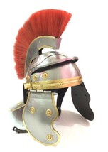Roman Wearable Imperial Gallic Centurion Helmet with Red Crest &amp; Liner - £72.85 GBP