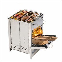 Backpacking Wood Stove, Foldable Camping Stove, Stainless Steel, Small Size - $34.96