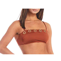 Gibson Latimer Bandeau Grommet Bikini Swim Top | Sz L, Copper Orange - £18.63 GBP