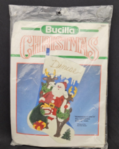 New Vintage Bucilla Reindeers and Santa 18” Christmas Felt Stocking Kit ... - £17.18 GBP