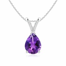 ANGARA 8x6mm Natural Amethyst Solitaire Pendant Necklace in Silver for Women - £107.61 GBP+