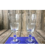 2 Vintage Etched Champagne Flutes Wine Glasses Glastonbury Lotus? - £15.82 GBP