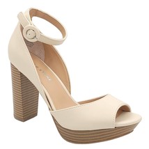 Sun + Stone Women Ankle Strap High Heel Sandals Reeta Size US 6.5M Bone Smooth - £32.07 GBP
