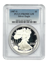 1987-S $1 Silver Eagle PCGS PR69DCAM - £76.11 GBP