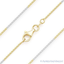 1mm Snake Pave Link .925 Sterling Silver 2-Tone 14k Y Gold-Plated Chain Necklace - £20.49 GBP+