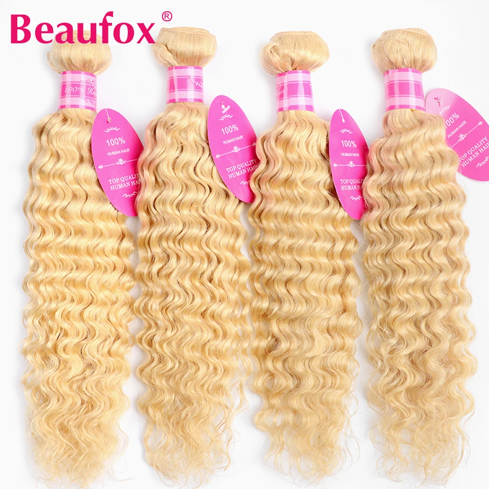 Beaufox 613 Blonde Human Hair Bundles Malaysian Deep Wave Bundles Remy 613 - £42.12 GBP+