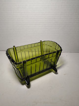Indiana Glass VTG Green Cradle Bassinet Baby Shower Candy Nut Trinket - $189.95 MXN
