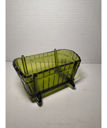 Indiana Glass VTG Green Cradle Bassinet Baby Shower Candy Nut Trinket - $9.89