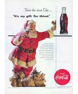 Coca-Cola, Large, 1954 Classic Santa Magazine Ad  - $8.00