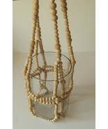 Glass Cylindrical Vase 7in with Wood Beaded Hanger (Defect) - $18.81