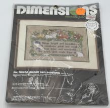 1988 DIMENSIONS &quot;ALL THINGS BRIGHTS AND BEAUTIFUL&quot; CROSS STITCH KIT - £19.29 GBP