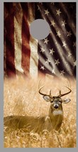 Deer Aged American Waving Flag Cornhole Decal Wraps - $69.95
