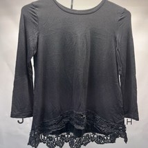 Youth XL Black Crochet Lace Trim Long Sleeve Tunic Girls Boho Style Flowy - $7.85