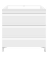 36 W Freestanding Modern White Vanity LV8B-36W with Square Sink Top - £758.79 GBP