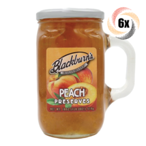 6x Mugs Blackburn&#39;s Peach Flavored Fat Free Preserves Mugs 18oz Fast Shipping! - £30.40 GBP