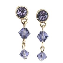 Swarovski Purple Tanzanite Austrian Crystal Dangle Drop Pierce Earrings - £14.35 GBP