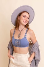 Blue Boho Eye Lace Applique Bralette M/L - $18.81