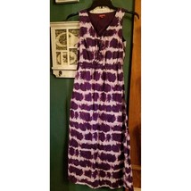 Merona Sleeveless Dress Purple Tie Dye Size XS X-Small V-neck Maxi Lined... - £11.72 GBP