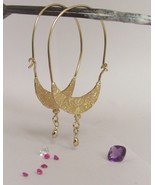 Gold earrings. 14k yellow gold big earrings with a unique design. Handmade. - $610.45 CAD