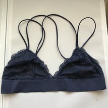 Urban Outfiters Bra S Blue Triangle Lace Lined Wide Elastic Band Crossba... - £6.70 GBP