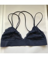 Urban Outfiters Bra S Blue Triangle Lace Lined Wide Elastic Band Crossba... - £6.67 GBP