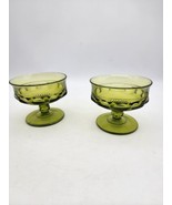Rare INDIANA THUMBPRINT OLIVE Set Of Two Sunday/ Parfay Glasses - $27.30 CAD