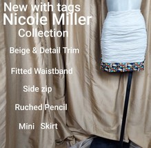 New With Tag Nicole Miller Collection Beige Detail Hem Linen Blend Mini ... - $150.00