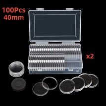 100PCS 40mm Clear Coin Capsule Holder Case Storage Container Fit for US ... - $38.99