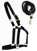 1" Horse Western Nylon Web Padded Halter Brass Plated Hardware Lead Rope... - $29.99