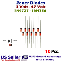 Diodes (10) Zener 3V - 47V  (1N4727 - 1N4756)  1 W ±5% Through Hole DO-41 - $3.15