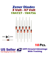 Diodes (10) Zener 3V - 47V  (1N4727 - 1N4756)  1 W ±5% Through Hole DO-41 - $3.15