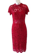 Alexis Leona Lace Sheath Midi Dress Short Sleeve Red Size M Rent The Runway - £91.47 GBP