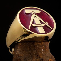 German Mens Socialist Pinky Ring red Hammer and Compasses Seal - solid Brass - £22.12 GBP+