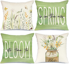 Flowers Mason Jar Leaves Butterfly Spring Pillows 8X18 Set of 4 Decorative Throw - £23.06 GBP