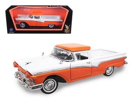 1957 Ford Ranchero Pickup Orange and White 1/18 Diecast Model Car by Roa... - $71.14