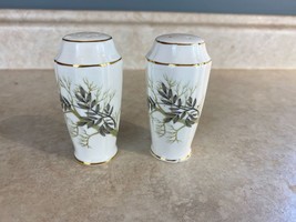 Adderley Fine Bone China Salt &amp; Pepper Shakers Leaf Pattern - £12.65 GBP