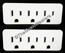 2X Grounded 3 Outlet Triple AC Wall Plug Power Splitter 3-Way Electric Adapter - £8.37 GBP