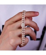 8Ct Round Cut Lab Created Diamond Cuban Link Bracelet 14k Rose Gold Plated - £384.51 GBP