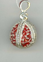 Russische Kunst Silber Ei Anhänger, Rot W / Bänder Dekoration Klare Steine - £38.34 GBP
