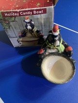 Vintage Christmas Bear Candy Bowl Holder Table Top 90s Christmas Decoration - $19.79
