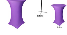 Purple Round Spandex Table Covers Stretch Tablecloth for Highboy Cocktail Tables - £41.55 GBP+