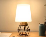 13&quot; Modern Industrial Black Rattan Metal Table Lamp Boho Hollowed Out Ba... - $38.99