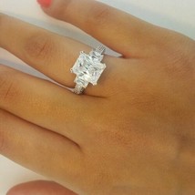 Engagement Ring 3.00Ct Radiant Cut Simulated Diamond 14K White Gold in Size 9.5 - £197.98 GBP