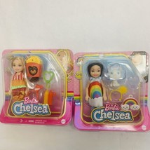Dress Up &amp; Rainbow Chelsea with Blonde &amp; Black Hair Barbie W/ Pets (Lot Of 2 ) - £18.30 GBP